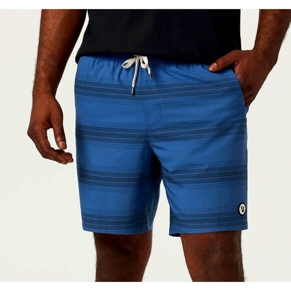 Vuori Other - Vuori Mens Kore Short Lined 7" Size Medium Sea Gradient Stripe Blue Athletic Gym